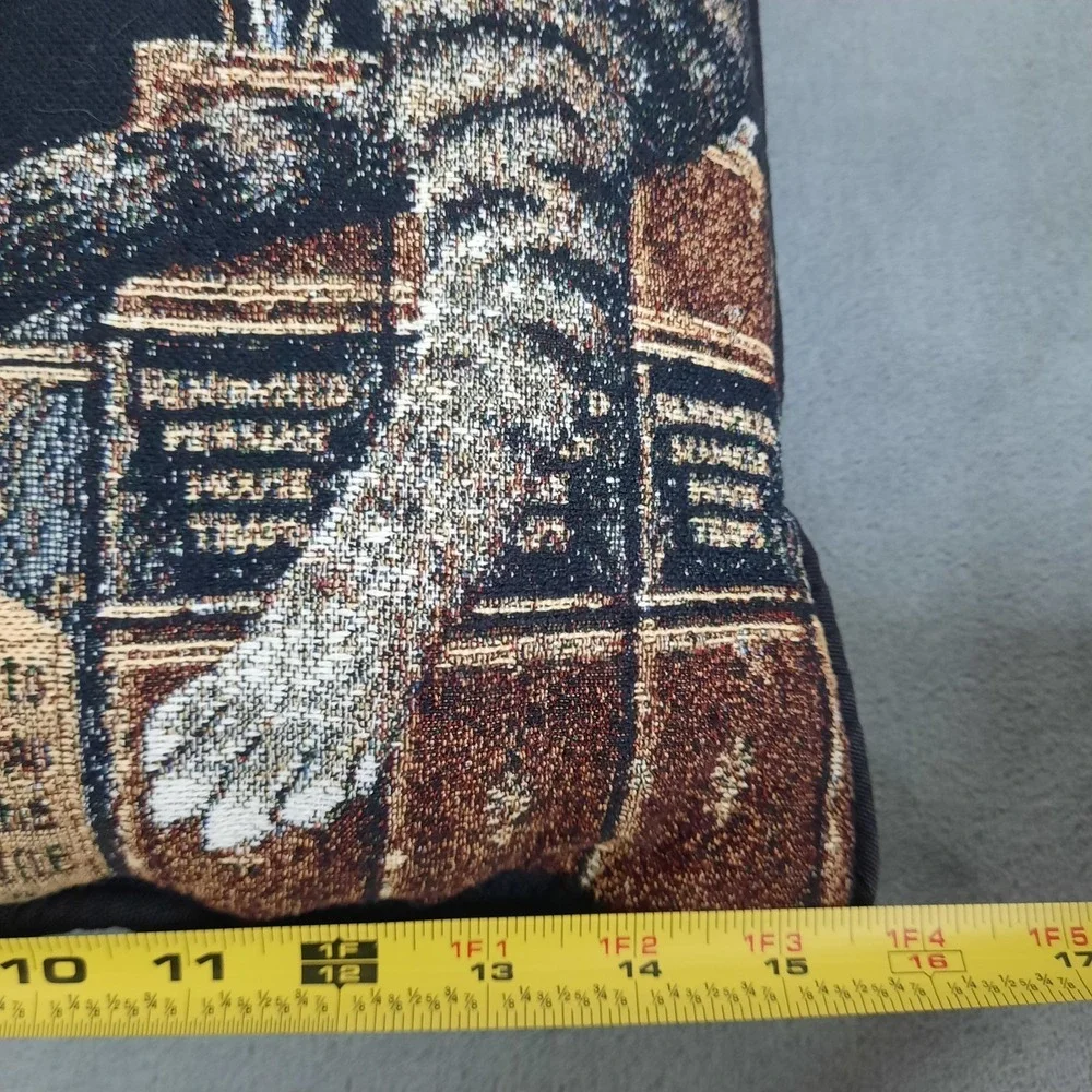 Frederick the Literate Charles Wysocki Tapestry Throw Pillow Library Cat Vintage